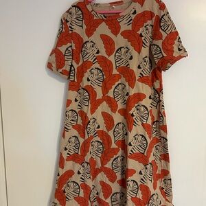 Mini Rodini Zebra Leaf Print Kids Dress - Red and Black